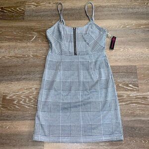 No Boundaries Zip Front Plaid Dress